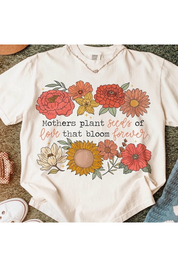 Retro Floral Mama T-Shirt, She Is Mom Shirt, Mother’s Day Tee, Cute Quote Shirt for Mom, DTF Style Tee