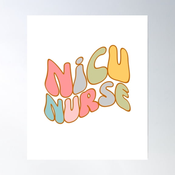 Retro Floral Nicu Nurse - Rn - Registered Nurse Neonatal Intensive Care Unit Poster Wall Art, Modern Wall Decor, 8x12 UNFRAMED