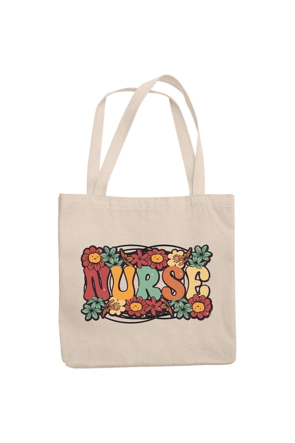 Retro Floral Nurse, 12oz Canvas Tote Bag