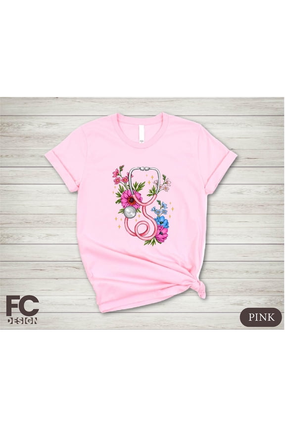 Retro Floral Nurse Pink Stethoscope Shirt, Doctor Shirt, Flowers Nurse T-shirt, Nursing , Student Tshirt, Healthcare Workers Sweater All Size S-5Xl