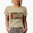 thumbnail image 1 of Retro Floral Nurse, Tan T-Shirt, Small, 1 of 5