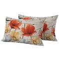 thumbnail image 1 of Retro Floral Outdoor Waterproof Pillow Covers, Red Yellow Tulips Barm Doors Farmhouse Wooden Decorative Rectangle Throw Pillowcase Sofa Cushion Sham for Patio/Couch/Chair, 20"x12" 2 Pack, 1 of 8