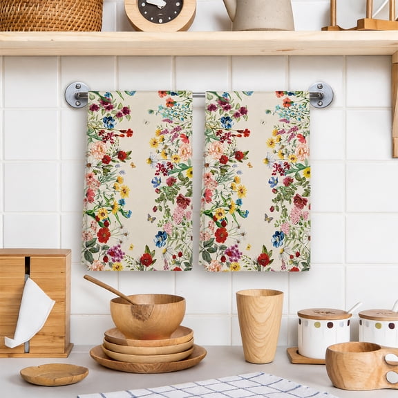 Retro Floral Pattern Kitchen Towel Set High Absorption Towels Suitable for Cleaning Tableware, Traveling, Fitness, Camping, Cooking, Baking 4PCS