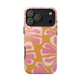 thumbnail image 1 of Retro Floral Phone Case, 70s Inspired Pink and Orange Flower Design, Groovy Protective Case for iPhone 17 16 15 14 13 12 11, 1 of 6