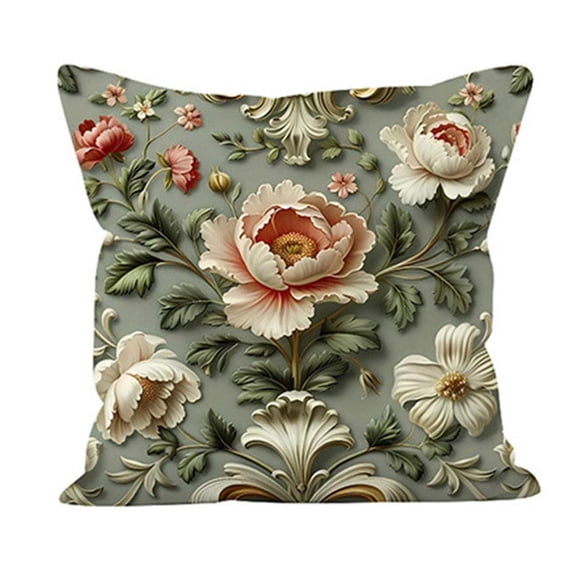 Retro Floral Pillowcase Oil Painting Carving * Printed Home Sofa Cushion