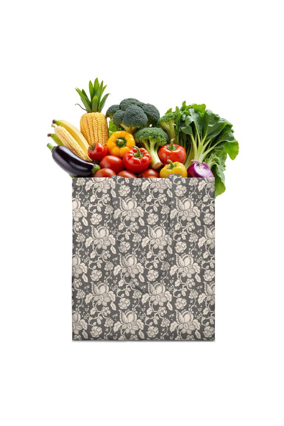 Retro Floral Print Foldable Shopping Bag - Washable & Durable Grocery Tote