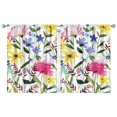 thumbnail image 1 of Retro Floral Print Kitchen Curtains - 2 Pack Vintage Bloom Design Tier Panels, 1 of 2