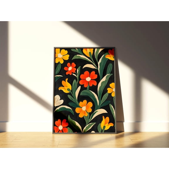 Retro Floral Print: Mid Century Modern Maximalist Wall Art