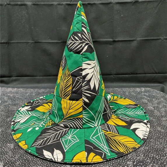Retro Floral Print Quilted Witch Hat, Wide Brim Pointed Wizard Hat, Cottagecore Boho Costume Accessory for Women, Party Photography Dress Up Hat
