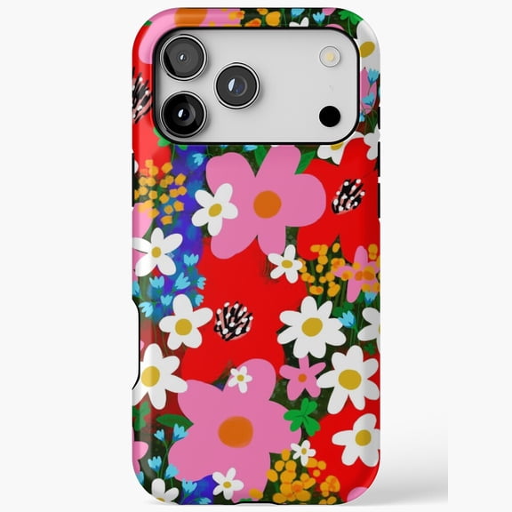 Retro Floral Red Daisy Flower Art Botanical Case 17 11 12 13 14 15 17 Pro Max