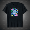 thumbnail image 1 of Retro Floral Sea Turtle Graphic Unisex T-Shirt, for men & women, up to size 5XL, 1 of 2
