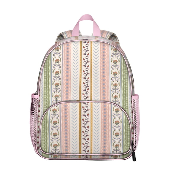 Retro Floral Student Backpack – Antique Style Boho Bag for Elementary Students with Water-Resistant Oxford Fabric