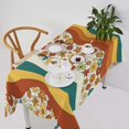 thumbnail image 1 of Retro Floral Tablecloth, Groovy Wavy Geometric Hippie Cute Flowers 70s 60s Yellow Orange Print Table Cloth Cover for Holiday Home Picnic Party Wedding Buffet 55x55inch, 1 of 6