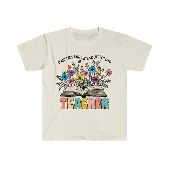 Retro Floral Teacher T-Shirt Vintage Watch Them Grow Teacher Tee Shirts Large