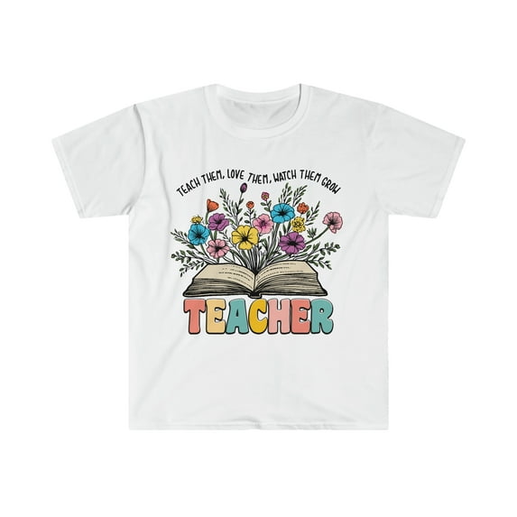 Retro Floral Teacher T-Shirt Vintage Watch Them Grow Teacher Tee Shirts Small