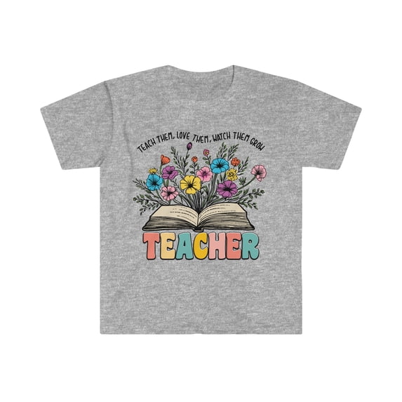 Retro Floral Teacher T-Shirt Vintage Watch Them Grow Teacher Tee Shirts XL