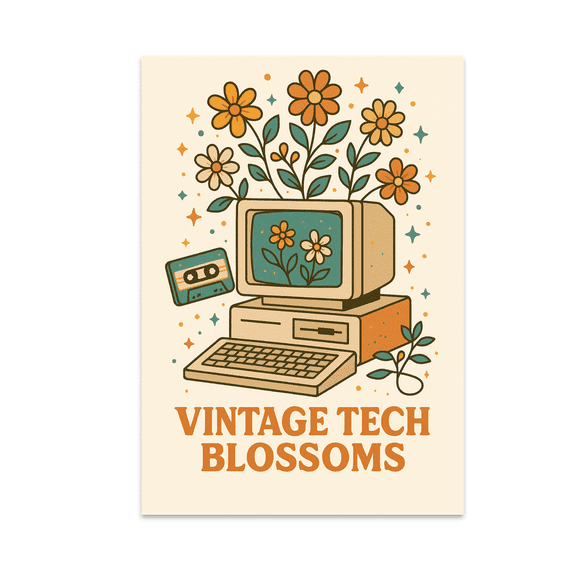 Retro Floral Technology Wall Art - Home Decor Enthusiast - 13x19 Poster Print