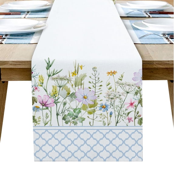 Retro Floral Tile Pattern Modern Table Runners Holiday Party Wedding Decoration Tablecloth Living Room Dining Table Accessories