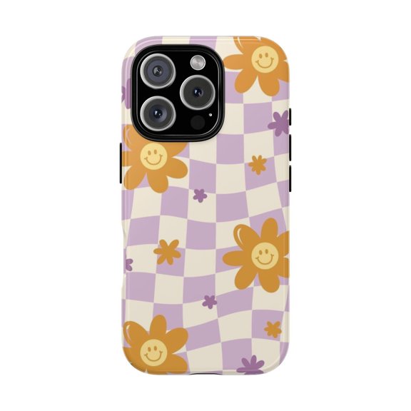 Retro Floral Tough Phone Case for Apple iPhone, Dual-Layer Polycarbonate TPU Cover