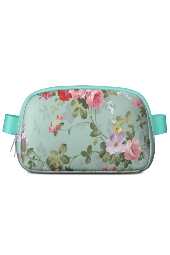 Retro Floral Waist Bag – Country Farmhouse Fanny Pack with Wildflower Garden & Bee Artwork
