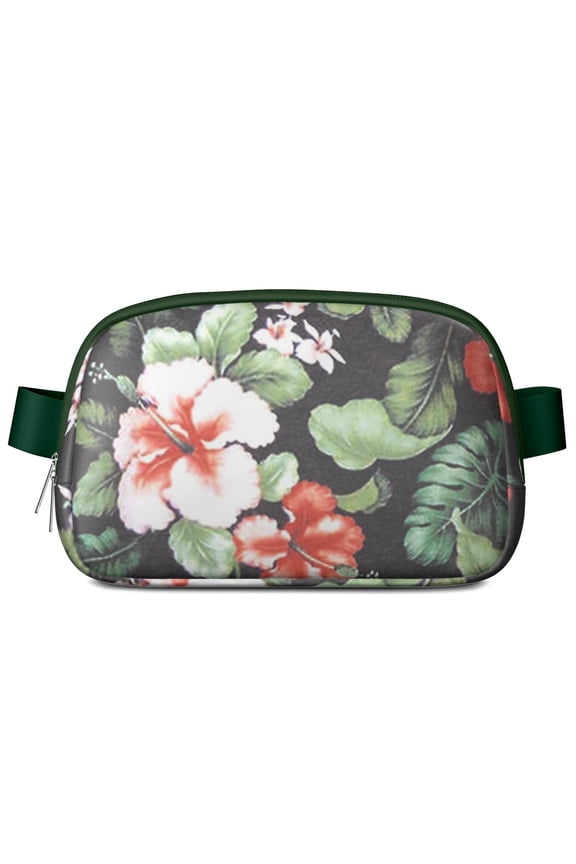 Retro Floral Waist Bag – Country Farmhouse Fanny Pack with Wildflower Garden & Bee Artwork