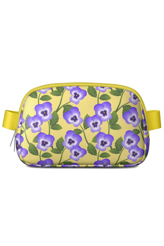 Retro Floral Waist Bag – Country Farmhouse Fanny Pack with Wildflower Garden & Bee Artwork