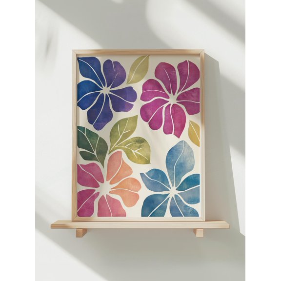 Retro Floral Wall Art: Funky Hibiscus Poster, Unframed Poster Size 24x36