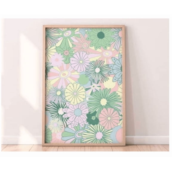 Retro Floral Wall Poster 60S 70S Pastel Decor Home Decor Office Wall Art