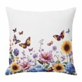 thumbnail image 1 of Retro Florals Throw Pillow Cover Sunflower Daisy Butterflies Country Pastoral Cotton Linen Cushion Cover Throw Pillow Case with Invisible Zipper for Couch Sofa Bed Chair Car 24x24 Inch, 1 of 9