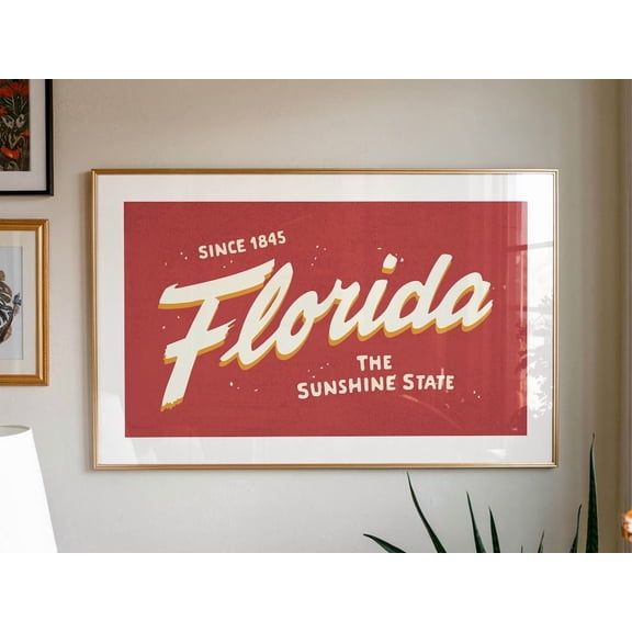 Retro Florida Sunshine State Wall Art, Unframed Paper Poster 8x10in