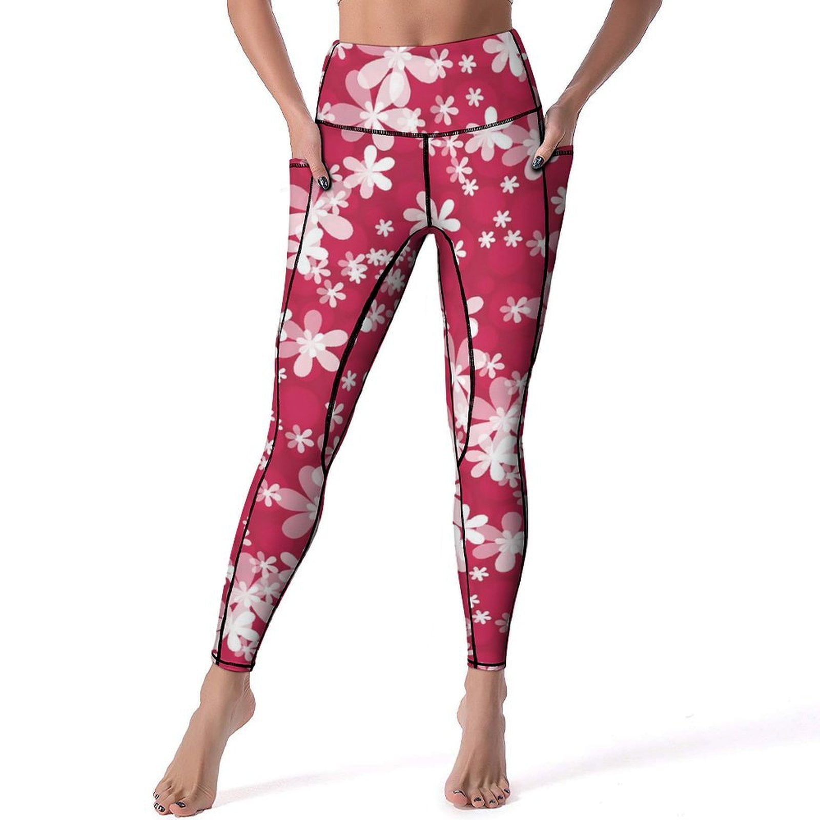 【新品未使用】 SIILON FLOWER leggings Retro Flower 60s Leggings Colorful Floral Pattern Yoga Pants