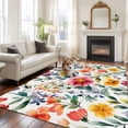 thumbnail image 1 of Retro Flower Area Rug 5x8 FT, Non Slip Bedroom Throw Carpet, Boho Country Floral Leaf Plant Watercolor Washable Soft Floor Carpet Non-Shedding Rug for Living Room Nursery Dorm Office, 1 of 9
