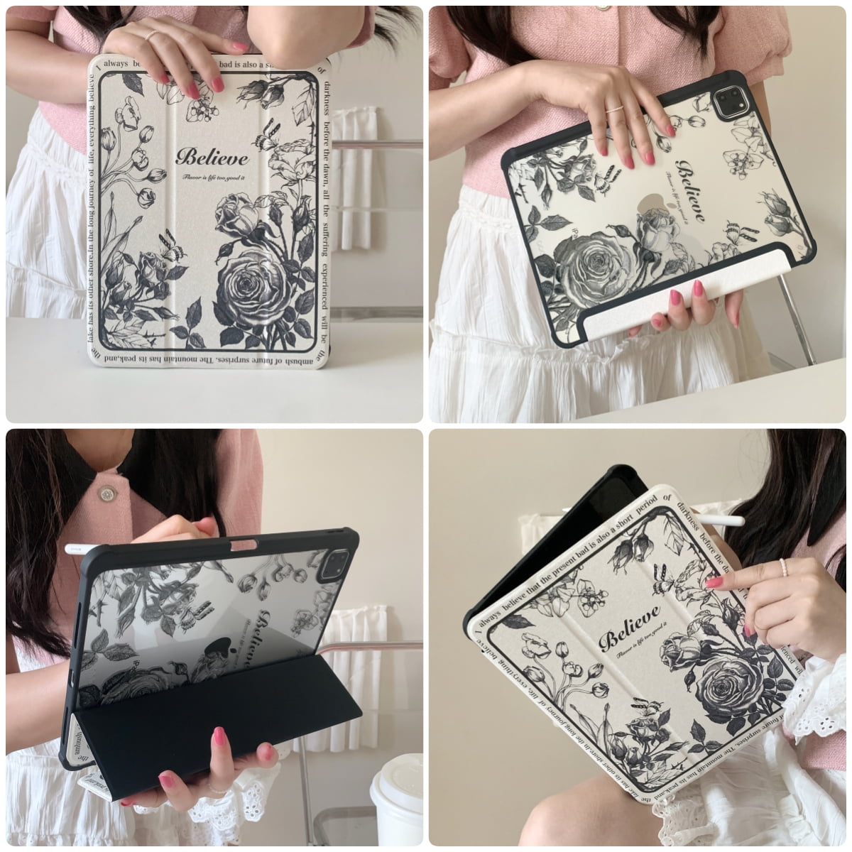 Retro Flower Case For 2024 New iPad Air Pro 11 12.9 13 case 9.7 10.2