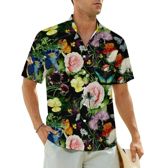 Retro Flower Casual Shirt Tropical White Hibiscus Elegant Hawaiian Shirts Man Short Sleeve