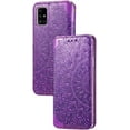 thumbnail image 1 of Retro Flower Comfortable PU Flip Phone case With Wallet Card Holder For Samsung Galaxy S21 S20 Ultra Plus FE Note 20 10 Ultra Pro Protective Cover Exquisite Shockproof Bumper(Purple,S21 Ultra), 1 of 8