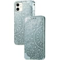 thumbnail image 1 of Retro Flower Comfortable PU Flip Phone case with Wallet Card Holder for iPhone 14 13 12 11 8 7 6 S X XS XR Plus Pro Max Mini Protective Cover Exquisite Shockproof Bumper(Light Grey,XR), 1 of 8