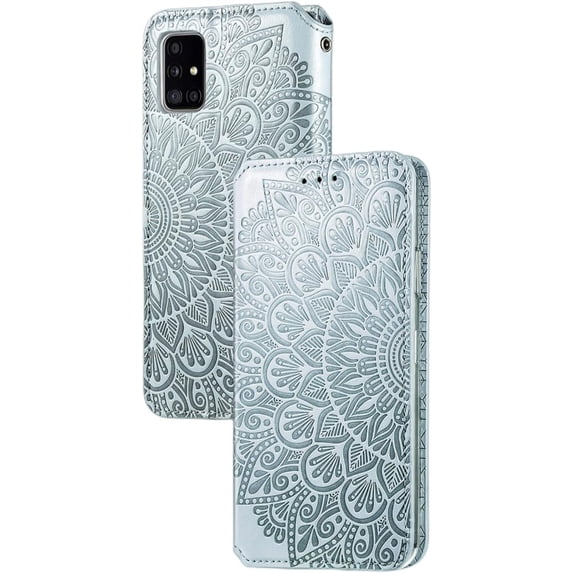 Retro Flower Comfortable PU Flip Phone case With Wallet Card Holder For Samsung Galaxy S21 S20 Ultra Plus FE Note 20 10 Ultra Pro Protective Cover Exquisite Shockproof Bumper(Light Grey,Note 10)