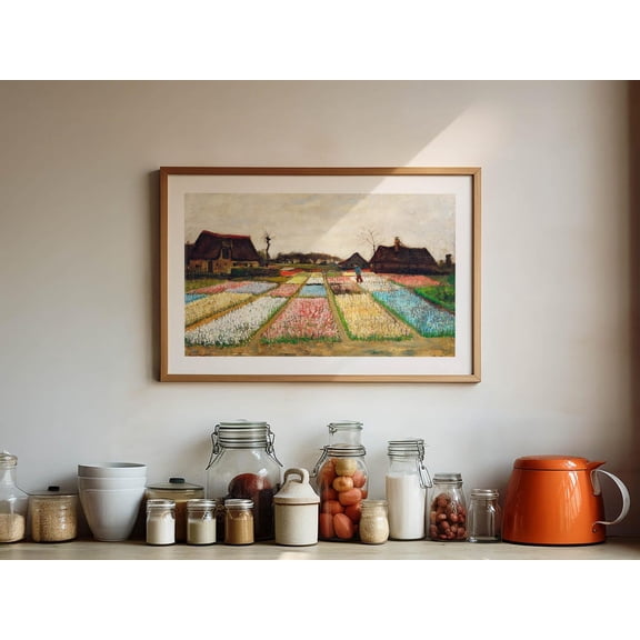 Retro Flower Field Kitchen Wall Art, Unframed Paper Print Size 8x12
