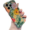 thumbnail image 1 of Retro Flower Floral Oil Painting Compatible with iPhone Case (Green,iPhone 12), 1 of 6