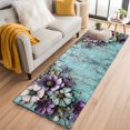 thumbnail image 1 of Retro Flower Kitchen Runner Rug 2x6 Washable Runners for Hallway Non Slip Blue Walls Mottled Vintage Country Farm Large Area Rug Indoor Floor Carpet for Bathroom Laundry Entryway Bedroom Living Room, 1 of 8