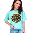 thumbnail image 1 of Retro Flower Peace Symbol T-Shirt, Vintage Hippie Graphic Tee, Colorful Boho Sunflower Shirt, Groovy 60s 70s Style Apparel, Chalky Mint Comfort Colors T-Shirt, 3XL, 1 of 1
