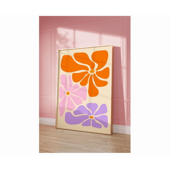 Retro Flower Poster Abstract Botanical Poster Matisse Inspired Wavy Flower Boho Hippie Art Big Flower Dorm Decor