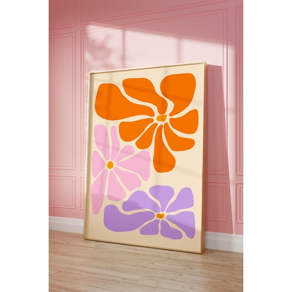 Retro Flower Poster Abstract Botanical Poster Matisse Inspired Wavy Flower Boho Hippie Art Big Flower Dorm Decor