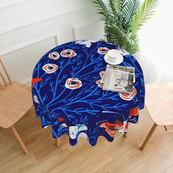 Retro Flower Print Tablecloth Rose Leaf Protector Round Table Cover Kawaii Custom Table Cloth For Living Room Dining