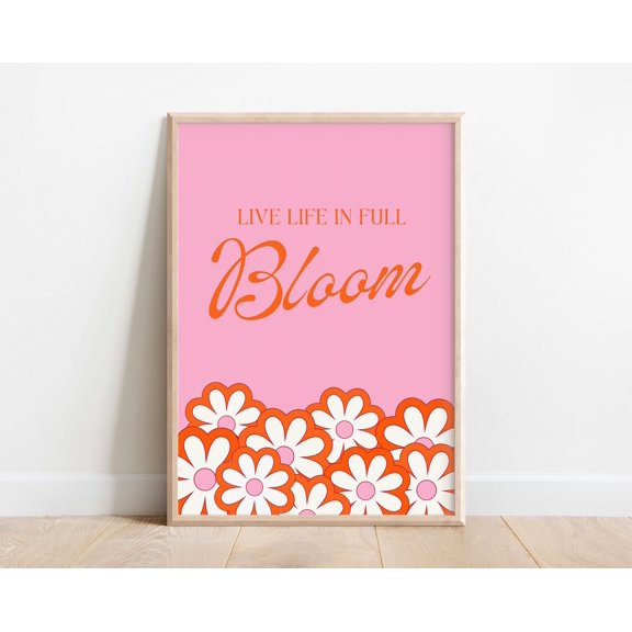 Retro Flower Print Wall Art Colorful Playroom Decor Positive Vibes Retro Unframed Paper Print