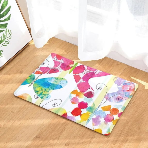 Retro Flower Printed Kitchen Mats Anti-slip Rubber Tapete Gift Living Room Balcony Bathroom Carpet Doormats In The Hallway