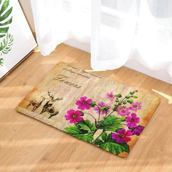 Retro Flower Printed Kitchen Mats Anti-slip Rubber Tapete Gift Living Room Balcony Bathroom Carpet Doormats In The Hallway