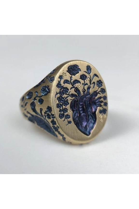 Womens Retro Flower Ring Exaggerated Alloy Fashion Statement Ring Gold Tone Not Inlaid Everyday Wear Cute Fun Jewelry