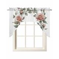 thumbnail image 1 of Retro Flower Swag Valances for Windows, Small Curtains Drapes, Pastoral Pastel Pink Rose Floral Leaf Kitchen Window Curtains Over Sink Rod Pocket Window Treatment Valance for Bedroom/Bathroom 56"x36", 1 of 5