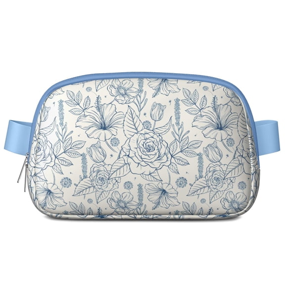 Retro Flower Waist Bag - Waterproof Fanny Pack with Vintage Bloom Pattern, Adjustable for Daily Activities